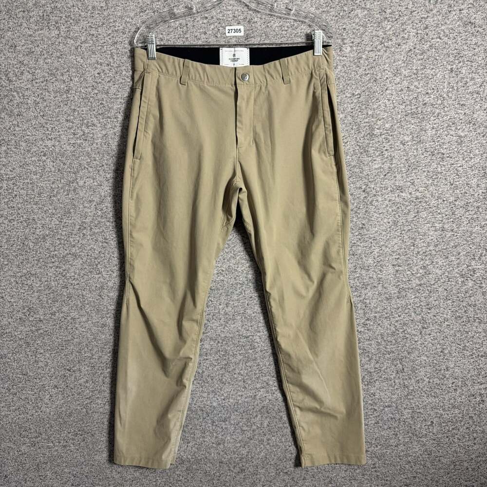 Reigning Champ Men's Size 33 Khaki Brown Stretch Performance Slim Fit Pants